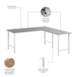 Pemberly Row 72W x 30D L Shaped Computer Desk in Platinum Gray - Engineered Wood