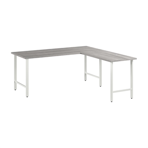 Pemberly Row 72W x 30D L Shaped Computer Desk in Platinum Gray - Engineered Wood