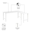 Pemberly Row 72W L Shaped Computer Desk w/ Metal Legs in White - Engineered Wood