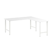Pemberly Row 72W L Shaped Computer Desk w/ Metal Legs in White - Engineered Wood