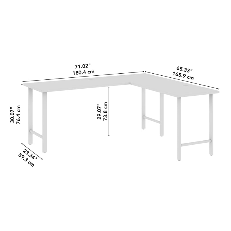 Pemberly Row 72W x 24D L Shaped Computer Desk in Natural Elm - Engineered Wood