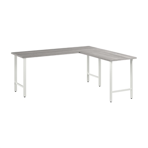 Pemberly Row 72W x 24D L Shaped Computer Desk in Platinum Gray - Engineered Wood