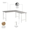 Pemberly Row 60W x 30D L Shaped Computer Desk in Platinum Gray - Engineered Wood