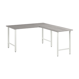 Pemberly Row 60W x 30D L Shaped Computer Desk in Platinum Gray - Engineered Wood