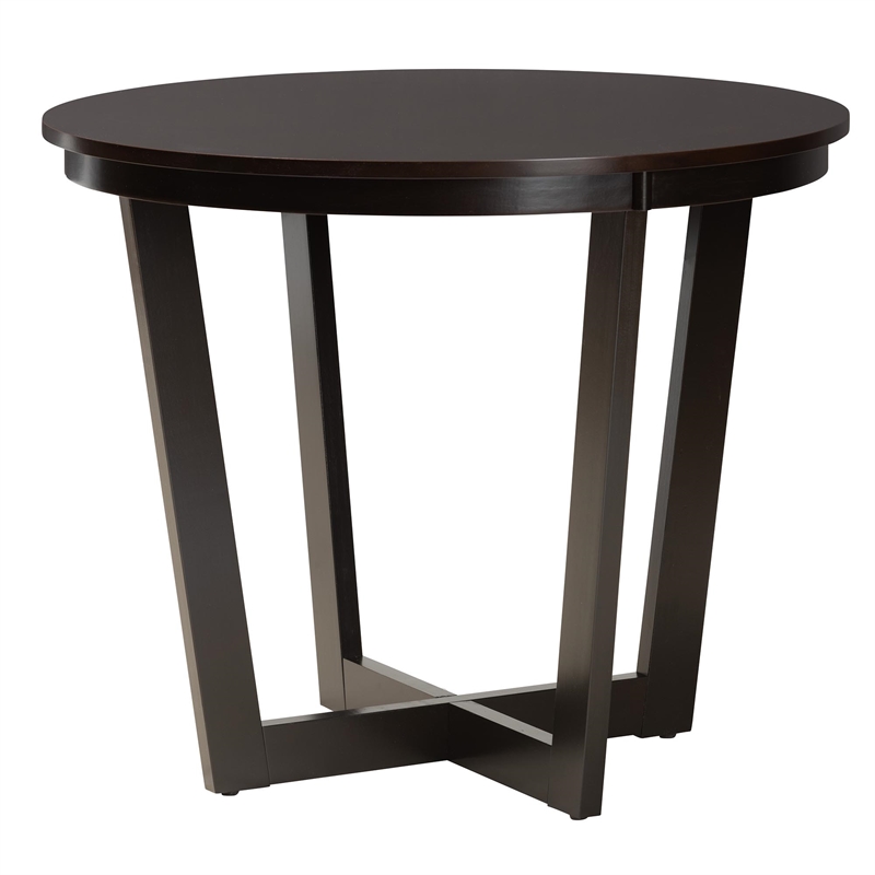 Pemberly Row 5-Piece Modern Fabric/Wood Dining Set in Beige/Dark Brown