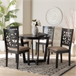 Pemberly Row 5-Piece Modern Fabric/Wood Dining Set in Beige/Dark Brown