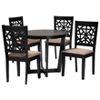 Pemberly Row 5-Piece Modern Fabric/Wood Dining Set in Beige/Dark Brown