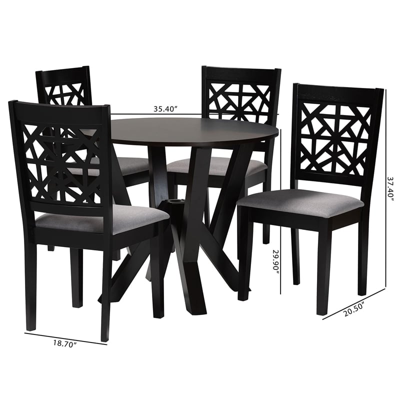 Pemberly Row 5-Piece Modern Fabric/Wood Dining Set in Dark Brown/Gray