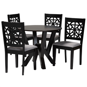 Pemberly Row 5-Piece Modern Fabric/Wood Dining Set in Dark Brown/Gray
