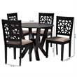 Pemberly Row 5-Piece Modern Fabric/Wood Dining Set in Dark Brown/Beige