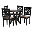 Pemberly Row 5-Piece Modern Fabric/Wood Dining Set in Dark Brown/Beige