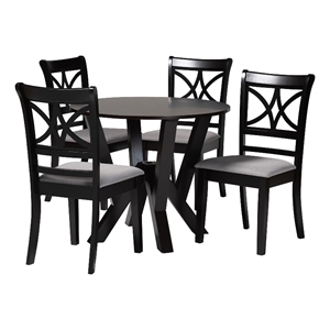 Pemberly Row Modern 5-Piece Fabric/Wood Dining Set in Dark Brown/Gray