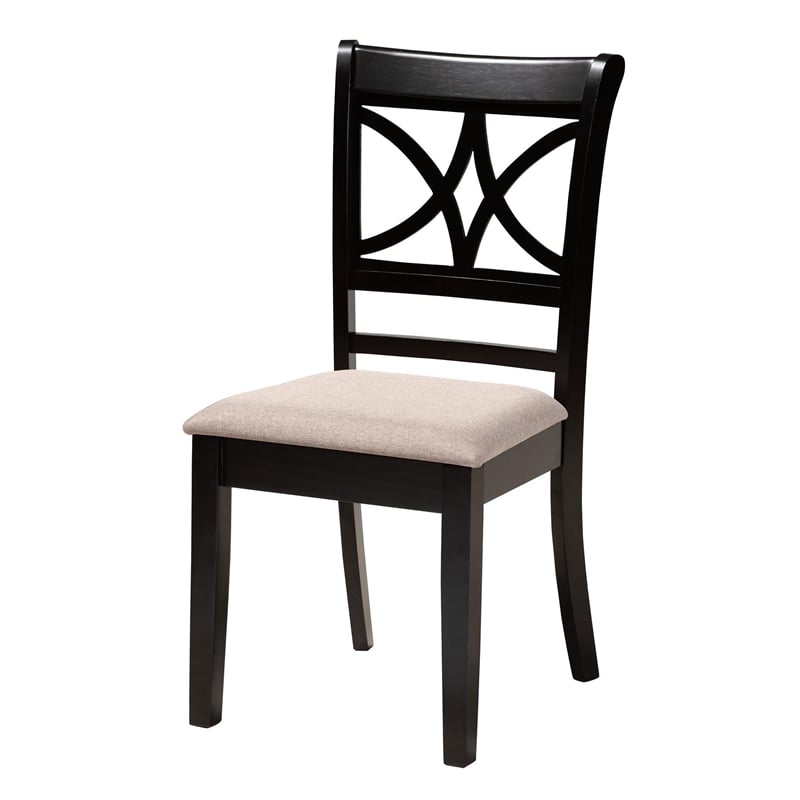 Pemberly Row 5-Piece Modern Fabric/Wood Dining Set in Beige/Dark Brown