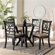 Pemberly Row 5-Piece Modern Fabric/Wood Dining Set in Beige/Dark Brown