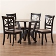 Pemberly Row 5-Piece Modern Fabric/Wood Dining Set in Beige/Dark Brown