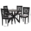 Pemberly Row 5-Piece Modern Fabric/Wood Dining Set in Gray/Dark Brown