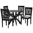 Pemberly Row 5-Piece Modern Fabric/Wood Dining Set in Gray/Dark Brown