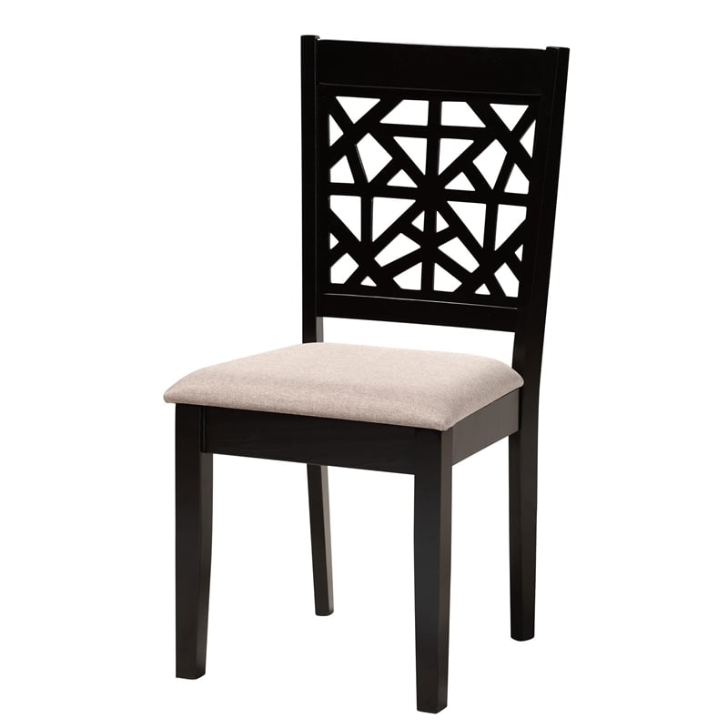 Pemberly Row 5-Piece Modern Fabric/Wood Dining Set in Dark Brown/Beige