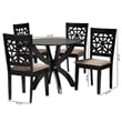 Pemberly Row 5-Piece Modern Fabric/Wood Dining Set in Dark Brown/Beige