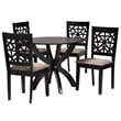 Pemberly Row 5-Piece Modern Fabric/Wood Dining Set in Dark Brown/Beige