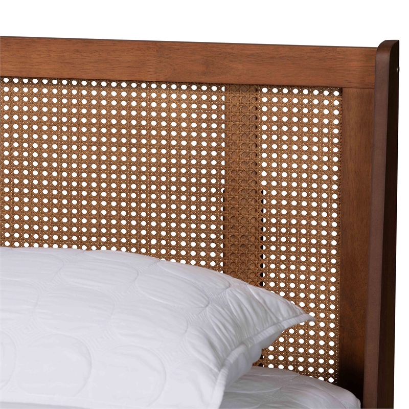 Pemberly Row Contemporary Wood Queen Size Platform Bed in Walnut Brown