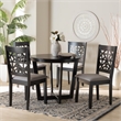 Pemberly Row Contemporary 5-Piece Fabric/Wood Dining Set Gray/Dark Brown