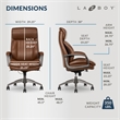 Pemberly Row Modern Faux Leather Executive Office Chair in Cognac Brown