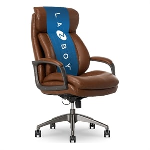 Pemberly Row Modern Faux Leather Executive Office Chair in Cognac Brown