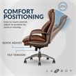 Pemberly Row Modern Faux Leather Executive Office Chair in Cognac Brown