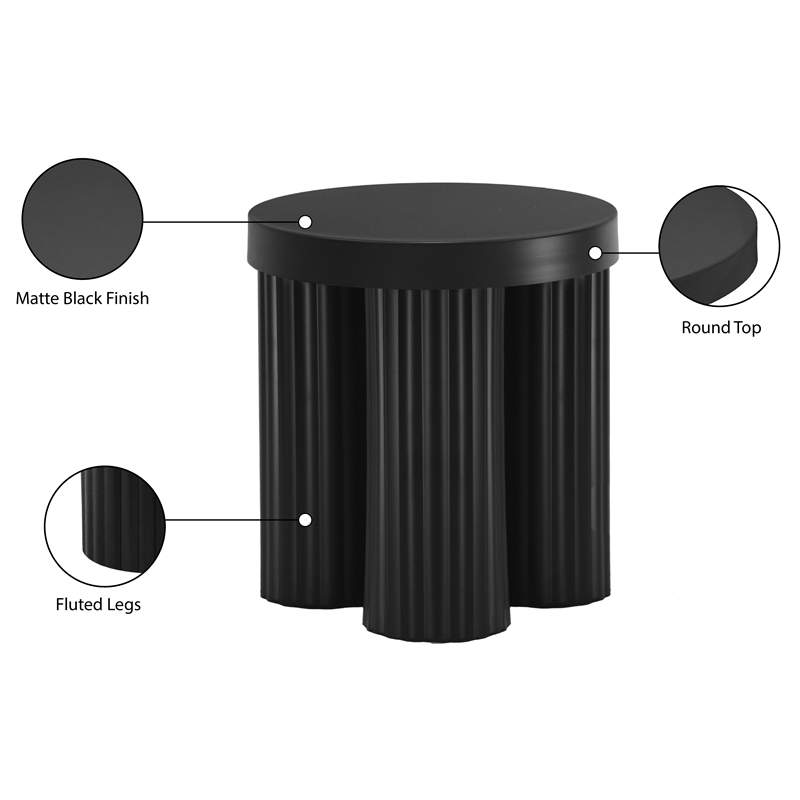 Pemberly Row Contemporary Contemporary Metal End Table in Matte Black