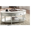 Pemberly Row Wood Coffee Table with Drawer in Sintered Stone/Champagne