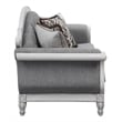 Pemberly Row Tufted Fabric Sofa with 4 Pillows in Gray/Antique White