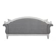 Pemberly Row Tufted Fabric Sofa with 4 Pillows in Gray/Antique White