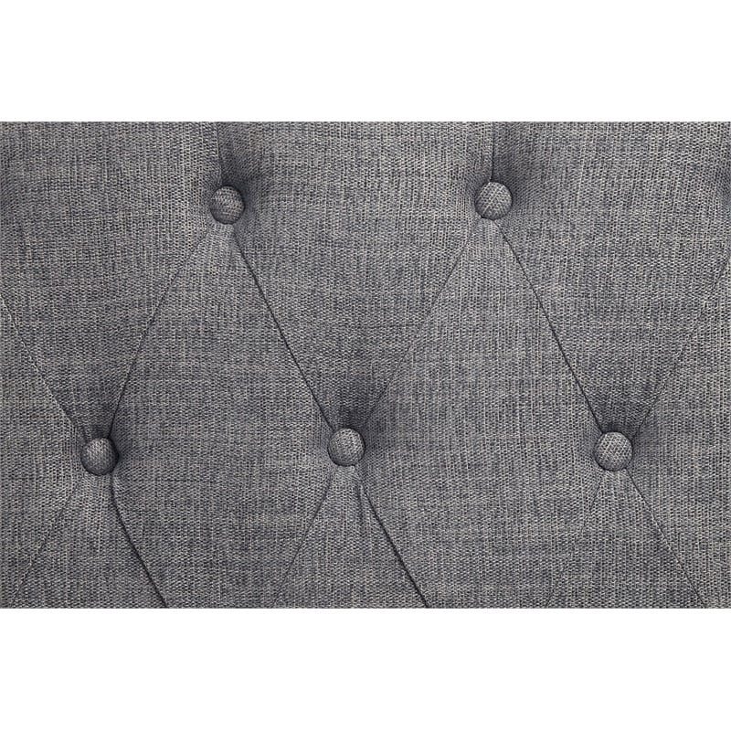 Pemberly Row Tufted Fabric Sofa with 4 Pillows in Gray/Antique White