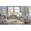 Pemberly Row Tufted Fabric Sofa with 4 Pillows in Gray/Antique White