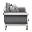 Pemberly Row Tufted Fabric Loveseat w/ 3 Pillows in Gray/Antique White