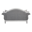 Pemberly Row Tufted Fabric Loveseat w/ 3 Pillows in Gray/Antique White