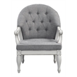 Pemberly Row Button Tufted Fabric & Wood Chair in Gray/Antique White