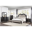 Pemberly Row Tufted Fabric & Wood California King Bed in Beige/Antique Black