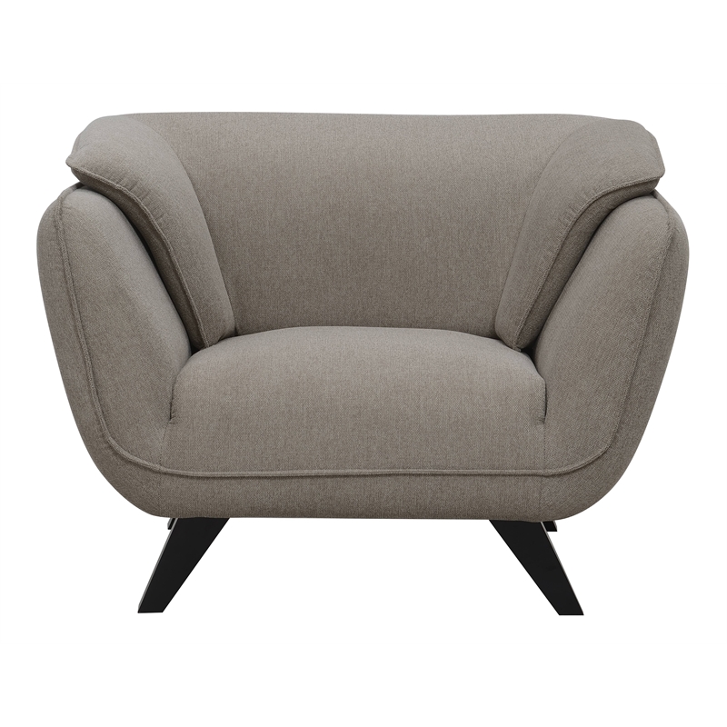 Pemberly Row Upholstered Fabric Accent Chair with Wood Frame in Brown