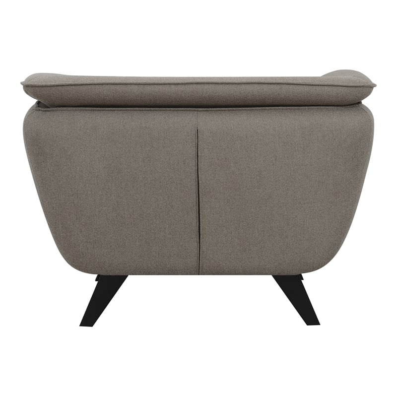 Pemberly Row Upholstered Fabric Accent Chair with Wood Frame in Brown
