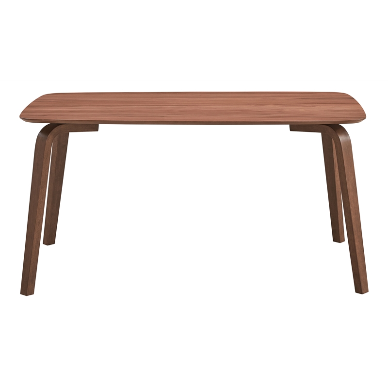 Pemberly Row Contemporary Rectangular Rubberwood Dining Table in Walnut