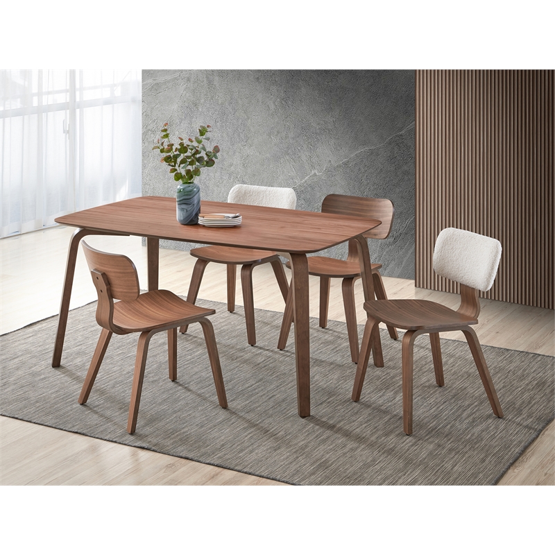 Pemberly Row Contemporary Rectangular Rubberwood Dining Table in Walnut