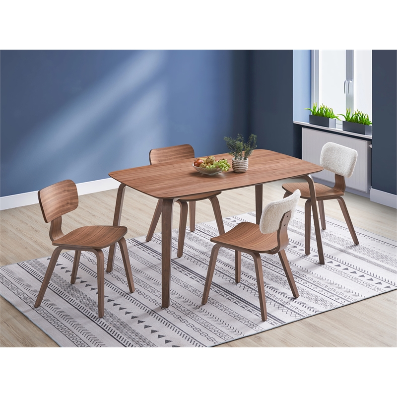 Pemberly Row Contemporary Rectangular Rubberwood Dining Table in Walnut