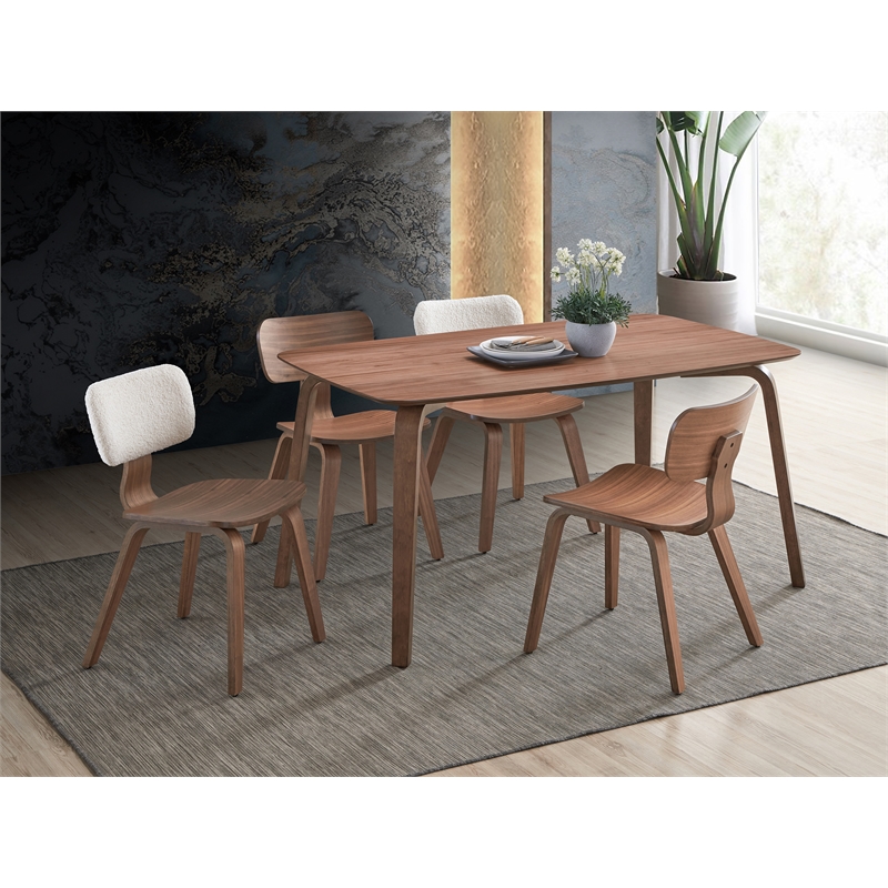 Pemberly Row Contemporary Rectangular Rubberwood Dining Table in Walnut