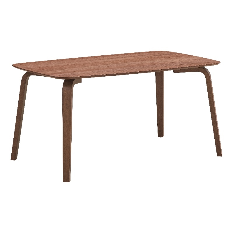 Pemberly Row Contemporary Rectangular Rubberwood Dining Table in Walnut