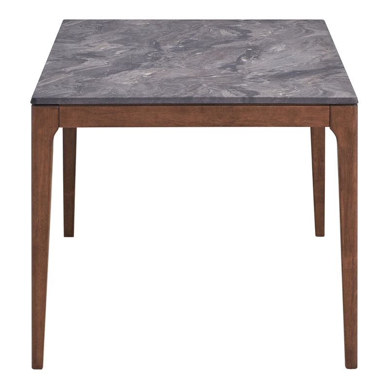 Pemberly Row Contemporary Rectangular Wood Dining Table in Stone/Walnut