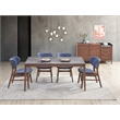 Pemberly Row Contemporary Rectangular Wood Dining Table in Stone/Walnut