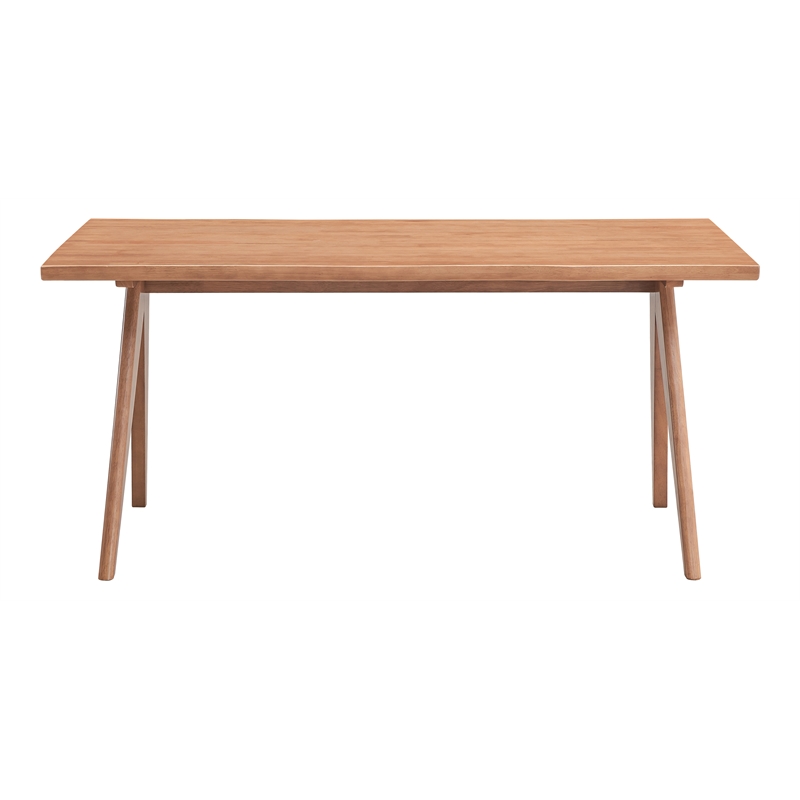 Pemberly Row Contemporary Rectangular Rubberwood Dining Table in Natural