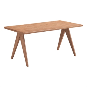 Pemberly Row Contemporary Rectangular Rubberwood Dining Table in Natural